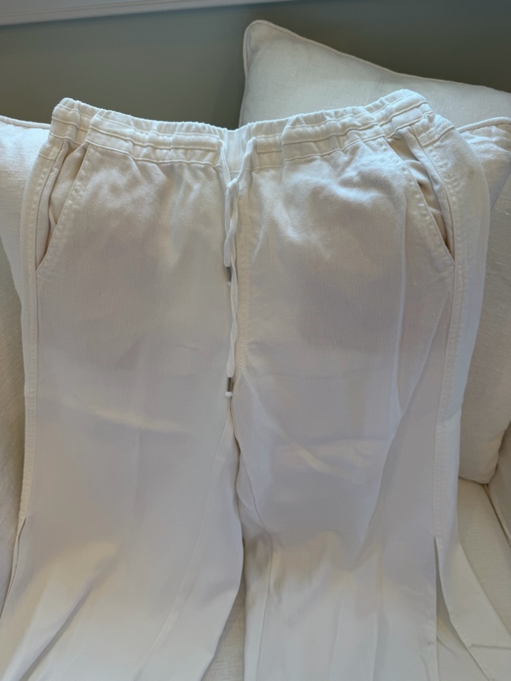 Anthropologie White Wide-Leg Drawstring Pants - Picture 5 of 12